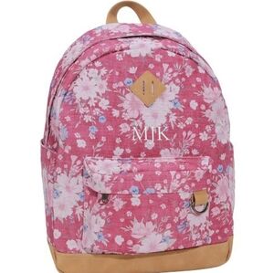 Pottery Barn Teen Pink Floral Backpack with Brown Detail